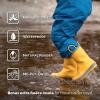 Baby Toddler Kids Natural Rubber Rain Boots Easy-on with Soft Cotton Lining for Girls Boys(Yellow With Handles)