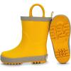 Baby Toddler Kids Natural Rubber Rain Boots Easy-on with Soft Cotton Lining for Girls Boys(Yellow With Handles)