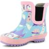 Baby Toddler Kids Natural Rubber Rain Boots Easy-on with Soft Cotton Lining for Girls Boys(Enchanted With Elastic)