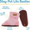 JAN & JUL Adjustable Stay-on Lite Baby Booties, Cotton Blend Slippers for Infant and Toddler(Dusty Pink)