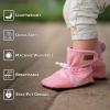 JAN & JUL Adjustable Stay-on Lite Baby Booties, Cotton Blend Slippers for Infant and Toddler(Dusty Pink)