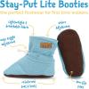 JAN & JUL Adjustable Stay-on Lite Baby Booties, Cotton Blend Slippers for Infant and Toddler(Egg Blue)