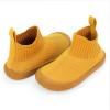 JAN & JUL Slip-on Kids Knit Shoes, Breathable Machine Washable Sneakers(Hi-top Knit Shoes: Mustard)
