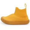 JAN & JUL Slip-on Kids Knit Shoes, Breathable Machine Washable Sneakers(Hi-top Knit Shoes: Mustard)