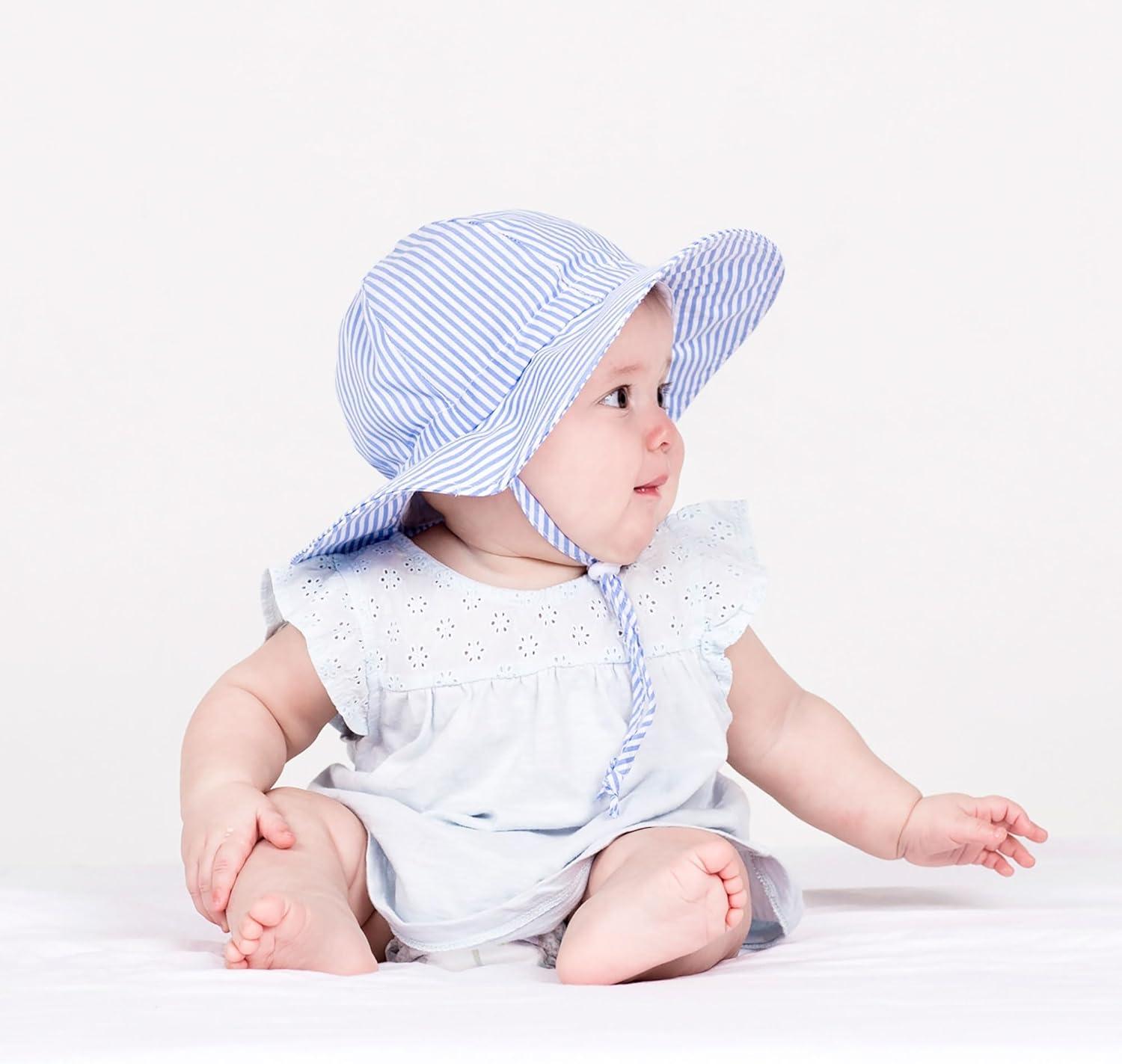 imageJAN ampamp JUL Adjustable Cotton Floppy Sun Hat with 50 UPF Protection for GirlsBlue Stripes