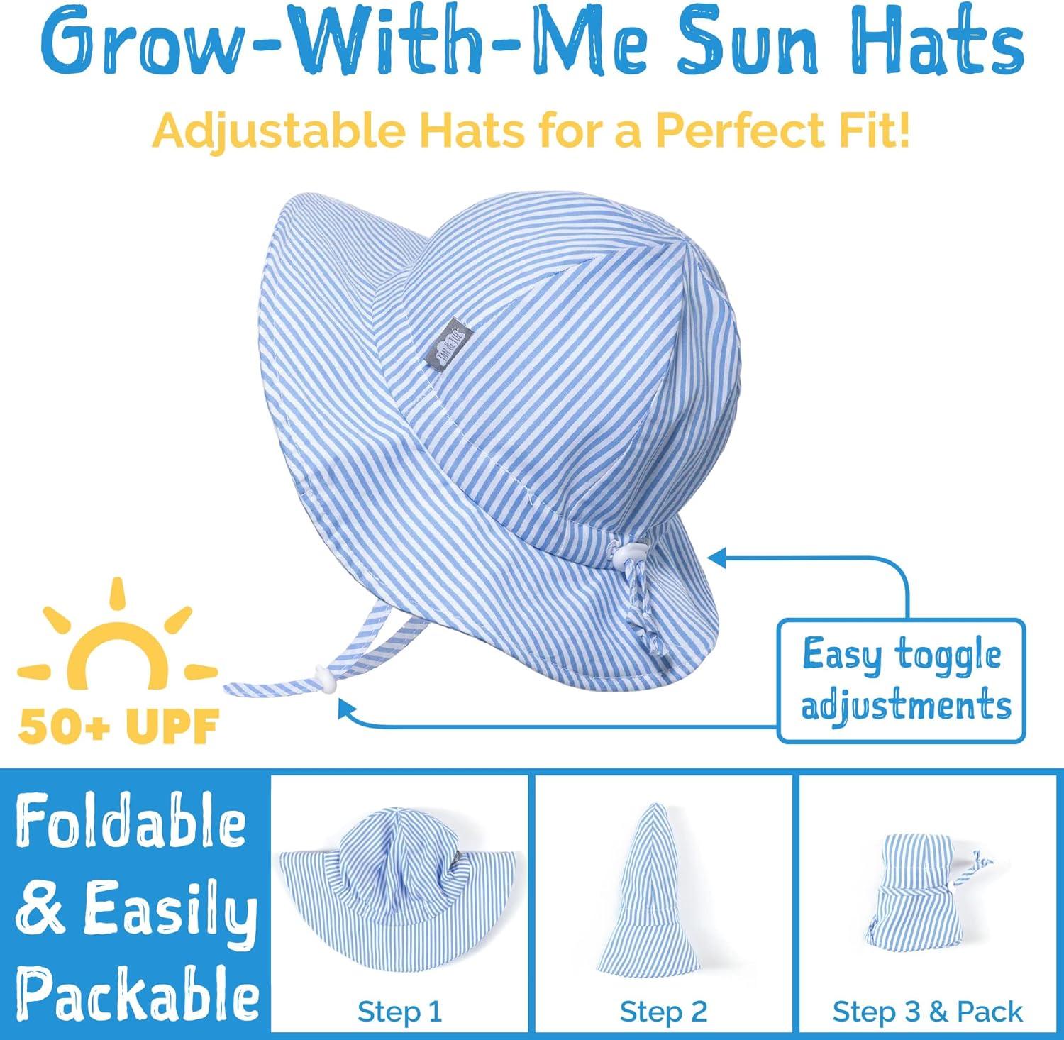 imageJAN ampamp JUL Adjustable Cotton Floppy Sun Hat with 50 UPF Protection for GirlsBlue Stripes