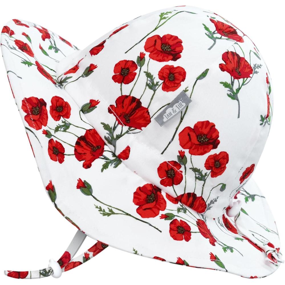 imageJAN ampamp JUL Adjustable Cotton Floppy Sun Hat with 50 UPF Protection for GirlsRed Poppy