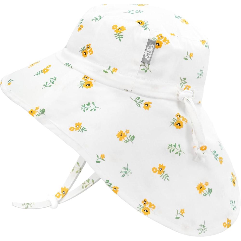 imageJAN ampamp JUL Cotton SunHat Wide Brim withYellow Flower