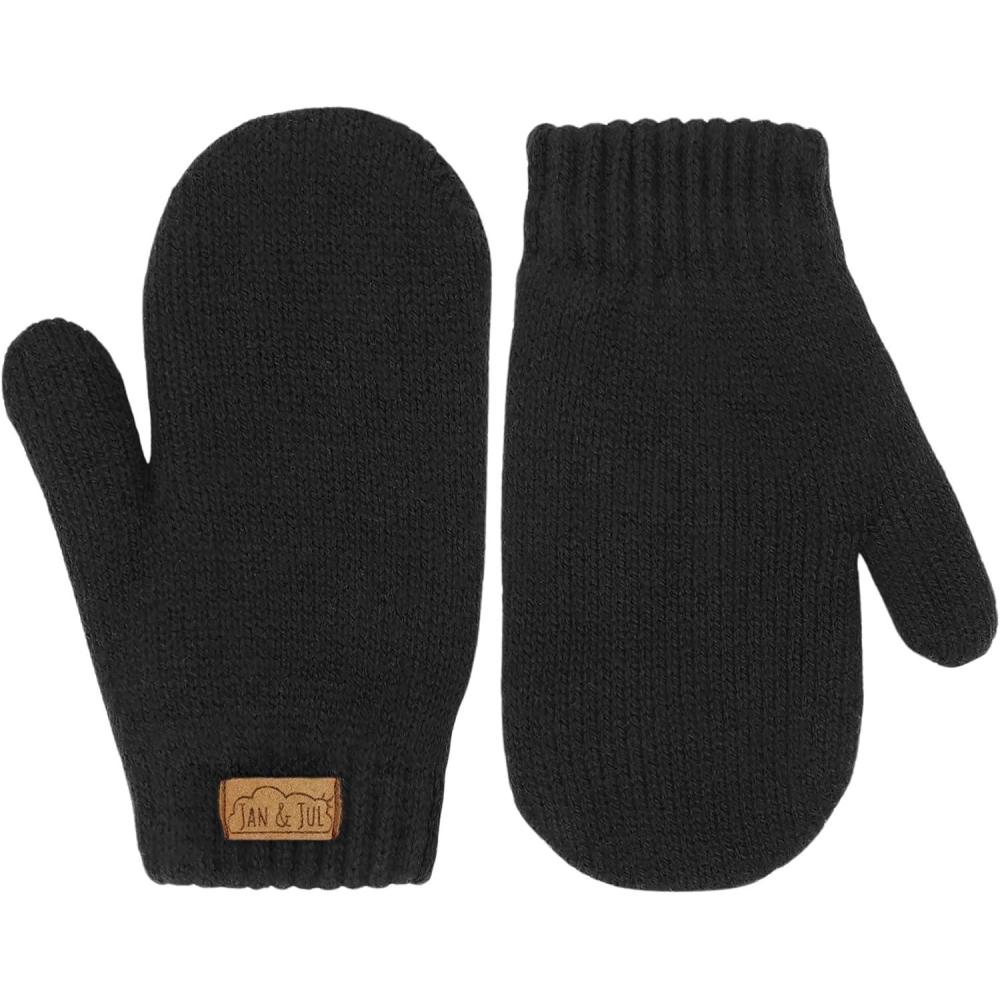 imageJAN ampamp JUL Fleece Lined Knit Mittens for Babies and ToddlersMitten Jet Black