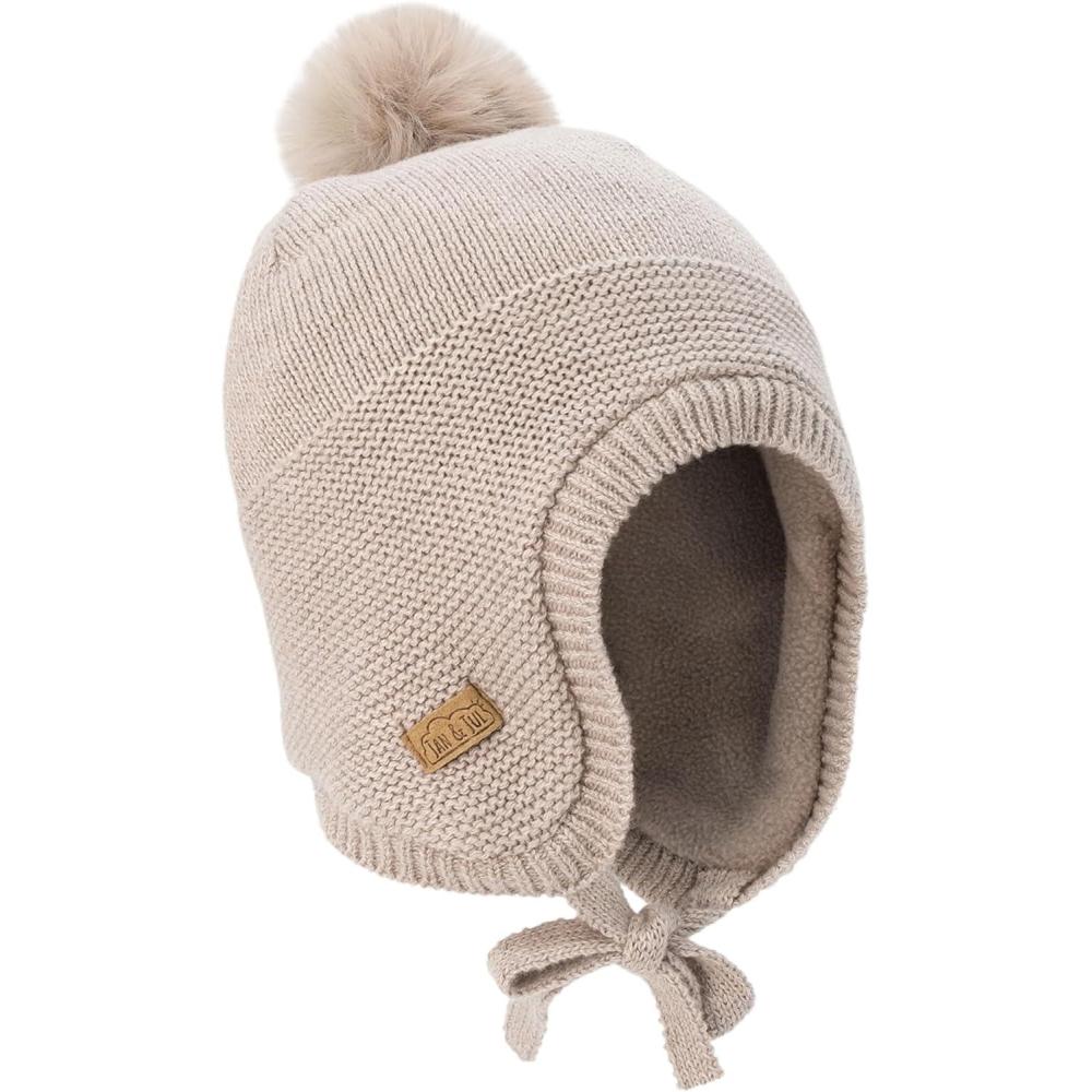 imageJAN ampamp JUL Knit PomPom Winter Hat Fleece Lined Baby Beanie for Boys and GirlsWheat Field