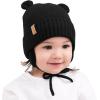 JAN & JUL Knit Bear Winter Hat for Babies and Toddlers(Jet Black)