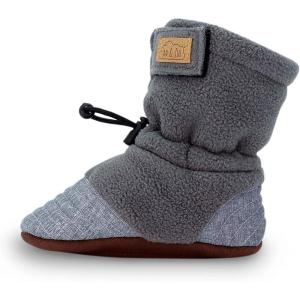 JAN & JUL Fleece Cozy Booties for Babies and Toddlers(Heather Grey)