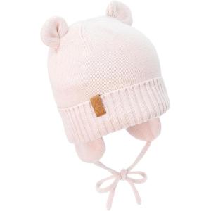 JAN & JUL Knit Bear Winter Hat for Babies and Toddlers(Light Pink)