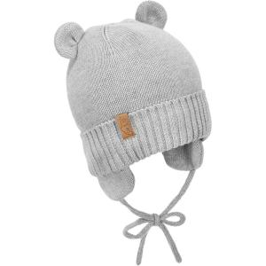JAN & JUL Knit Bear Winter Hat for Babies and Toddlers(Soft Grey)
