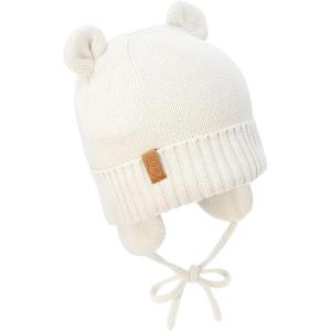 JAN & JUL Knit Bear Winter Hat for Babies and Toddlers(Vanilla Cream)