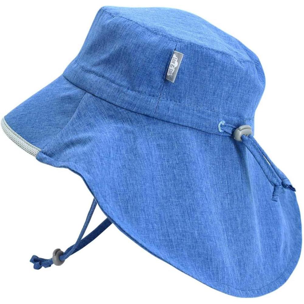 imageJAN ampamp JUL Wide Brim Unisex SunHat for Kids WaterRepellent XL 512 Years Blue