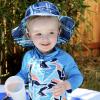 JAN & JUL Bucket Sun Hat with Adjustable Strap 50+ UPF(Blue Plaid)
