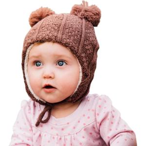 JAN & JUL Cute Bear Knit Winter Hats for Baby Toddler(Brown Bear)
