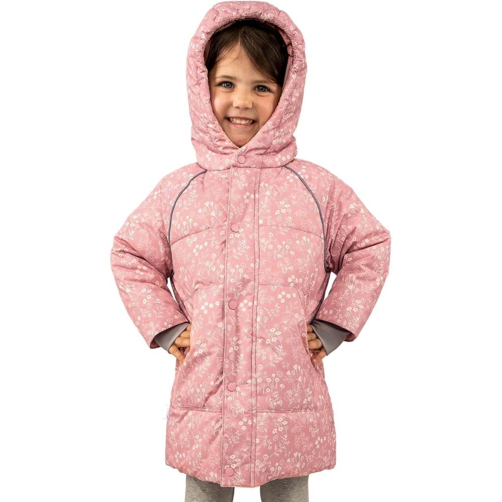 imageJAN ampamp JUL Waterresistant ToastyDry Puffy Coat for Toddlers and KidsWaterproof Prairie Flowers