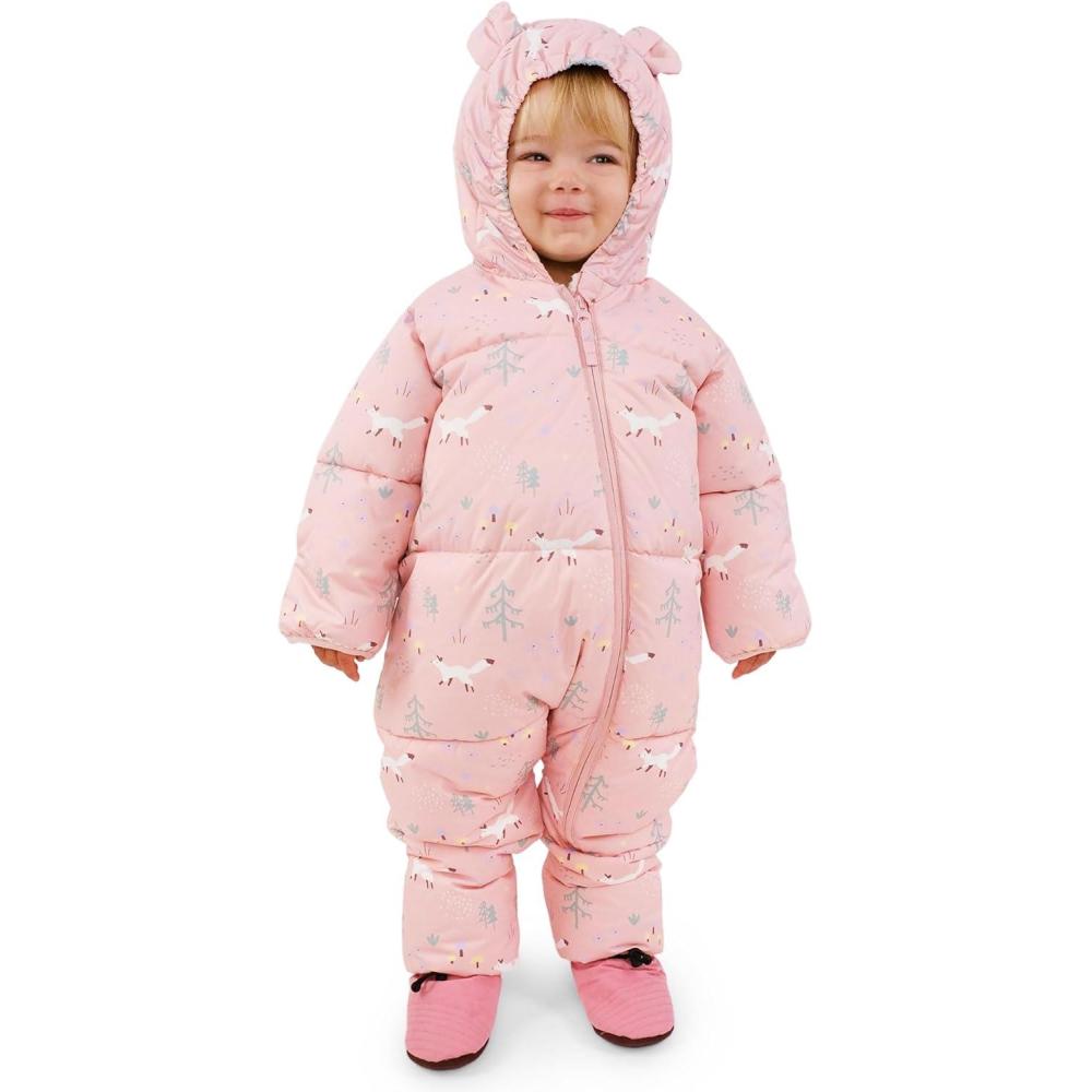 imageJAN ampamp JUL Waterresistant ToastyDry Puffy Suit for Babies and ToddlersPink Forest