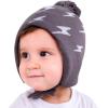 JAN & JUL Knit Ear Flap Winter Beanie for Baby and Toddler(Hat & Thumbless Mitten Set: Grey Lightning Bolt)