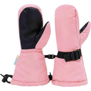 JAN & JUL Girls’ Insulated Waterproof Snow Mittens for Toddler and Kids(With Thumb: Dusty Pink (Rated: -15 ℃))