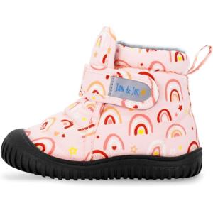 JAN & JUL Winter Water-Resistant Insulated Booties for Toddlers and Kids(Toasty-dry: Pink Rainbow)