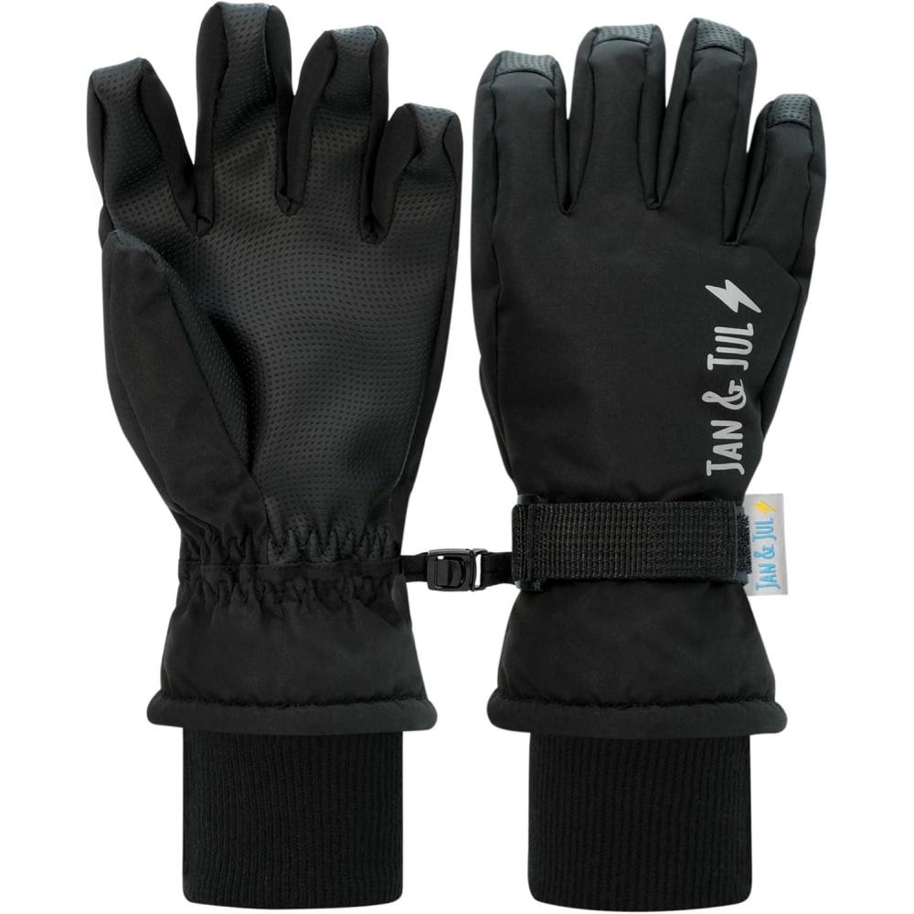 imageJAN ampamp JUL Waterproof Insulated Winter Ski Gloves for KidsBlack
