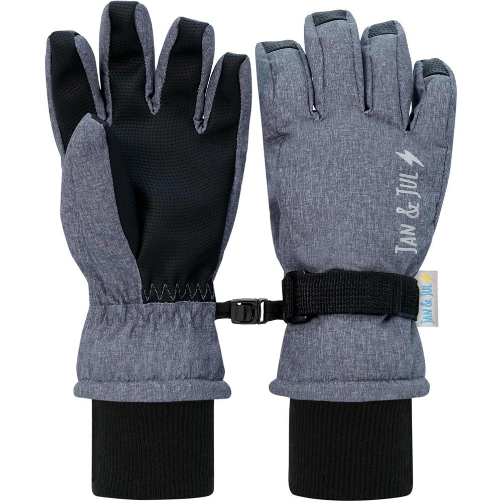imageJAN ampamp JUL Waterproof Insulated Winter Ski Gloves for KidsHeather Grey