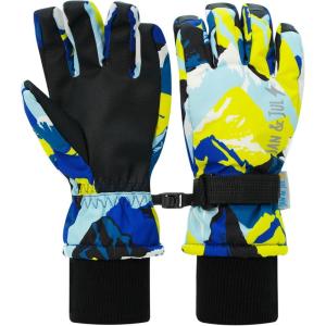 JAN & JUL Waterproof Insulated Winter Ski Gloves for Kids(Neon Peaks)