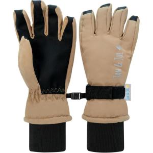 JAN & JUL Waterproof Insulated Winter Ski Gloves for Kids(Soft Brown)