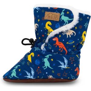 JAN & JUL Faux Fur Lined Winter Booties for Babies and Toddlers(Space Dinos)