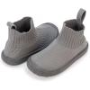 JAN & JUL Machine Washable Knit Shoes | Breathable Light-Weight Sneakers (Baby/Toddler/Little Kid)(Hi-top Knit Shoes: Grey)