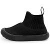 JAN & JUL Slip-on Kids Knit Shoes, Breathable Machine Washable Sneakers(Hi-top Knit Shoes: Black)