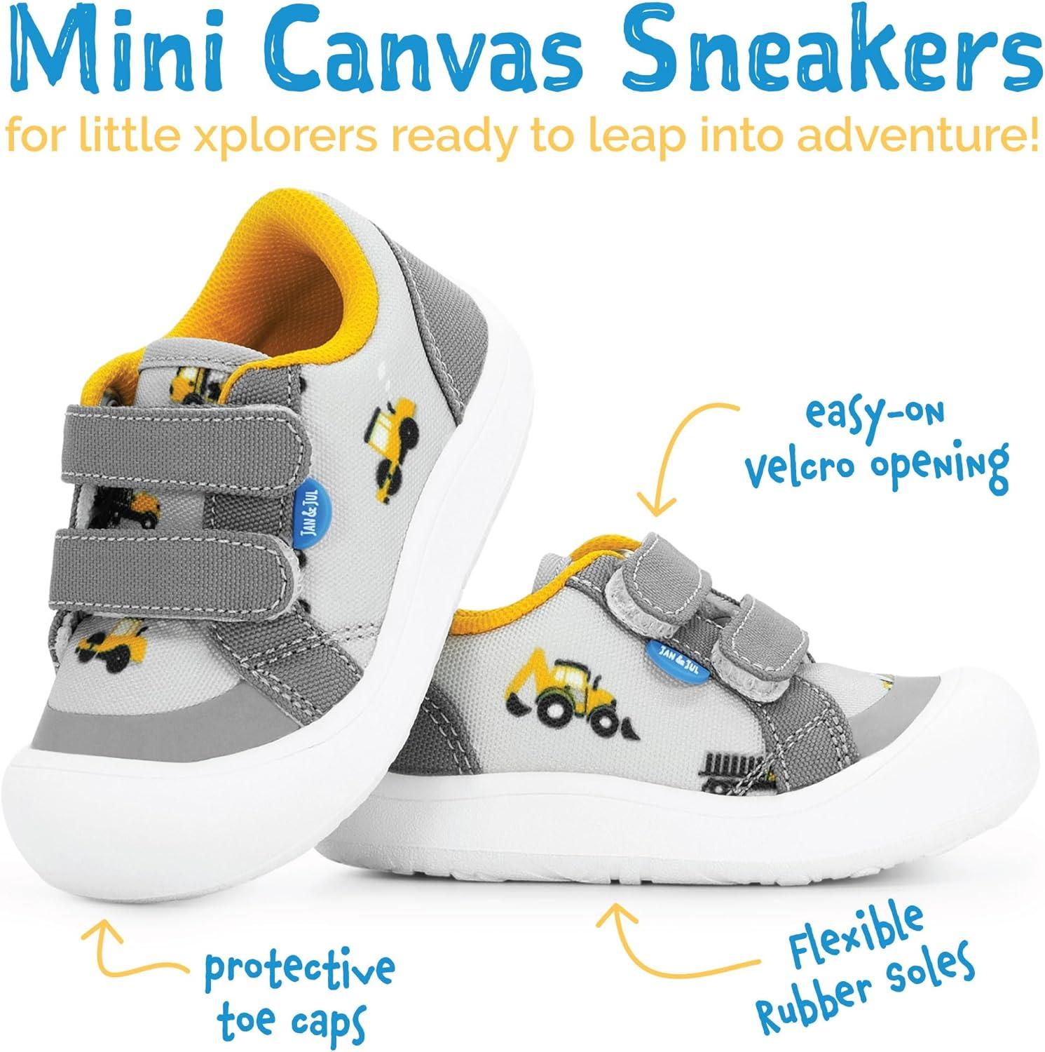 imageJAN ampamp JUL Hook and Loop Canvas Shoes Lightweight Easy On Sneakers with Flexible Sole Extra WideGrey Construction