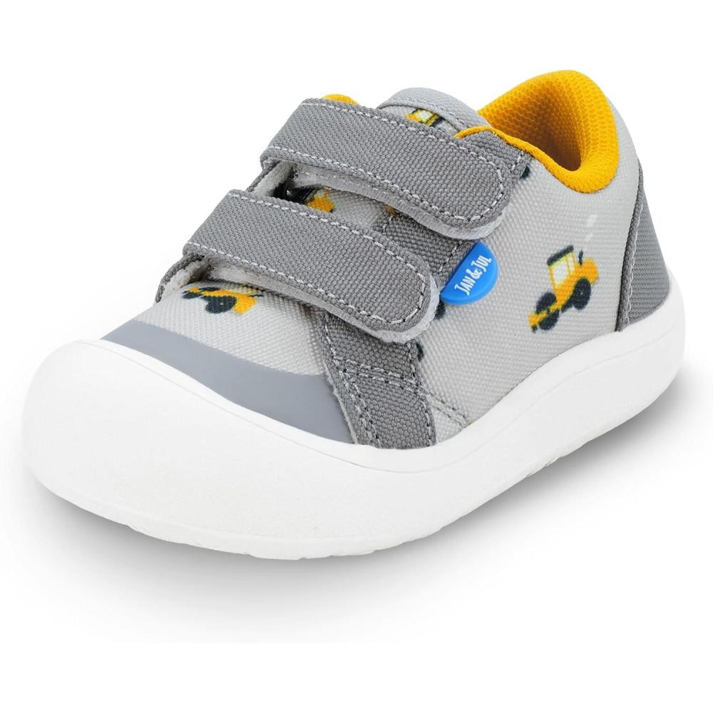 imageJAN ampamp JUL Hook and Loop Canvas Shoes Lightweight Easy On Sneakers with Flexible Sole Extra WideGrey Construction