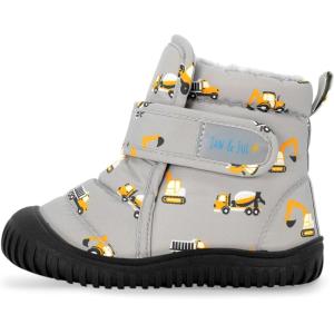 JAN & JUL Water-Resistant Insulated Winter Booties for Toddlers and Kids(Grey Construction)