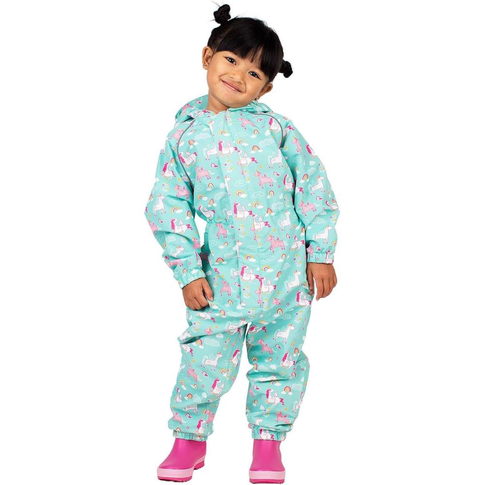 imageJAN ampamp JUL Waterproof Fleece Lined Rain Suit Coveralls for Toddlers and KidsFleecelined Unicorn