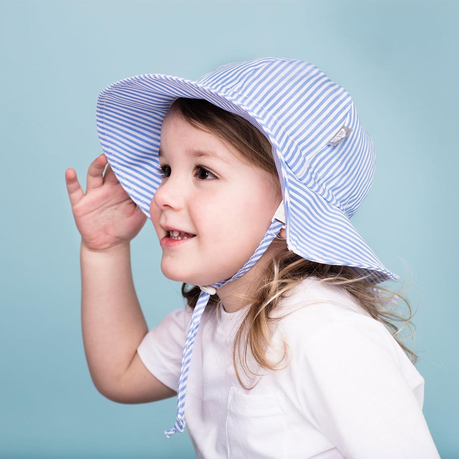 image:imageJAN amp JUL Adjustable Cotton Floppy Sun Hat with 50 UPF Protection for BoysBlue Stripes