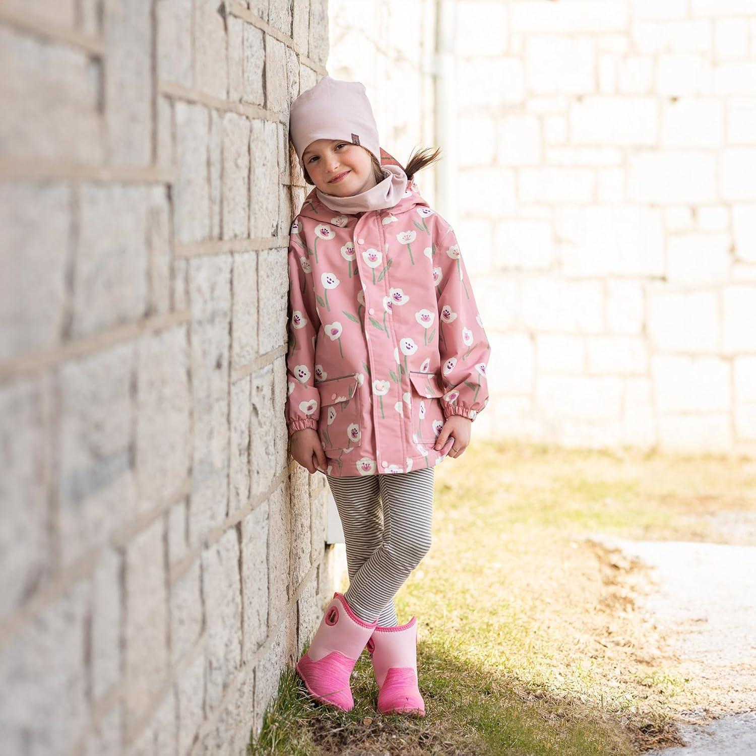 image:imageJAN amp JUL Waterproof Fleece Lined Rain Jacket Raincoat for KidsFleecelined White Tulip