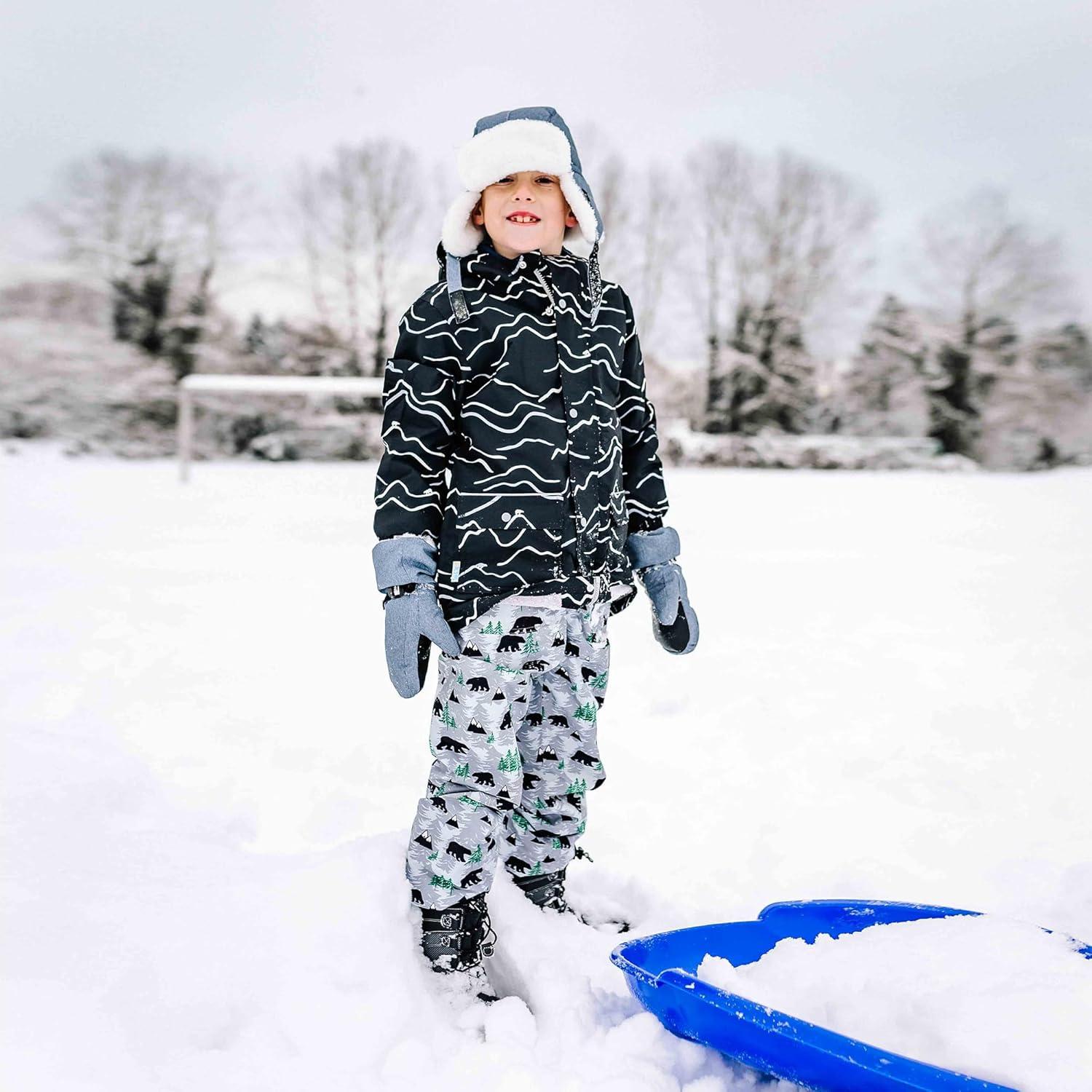 image:imageJAN amp JUL Waterproof Fleece Lined Snow and Rain Pants for Toddlers and KidsCozydry Bear