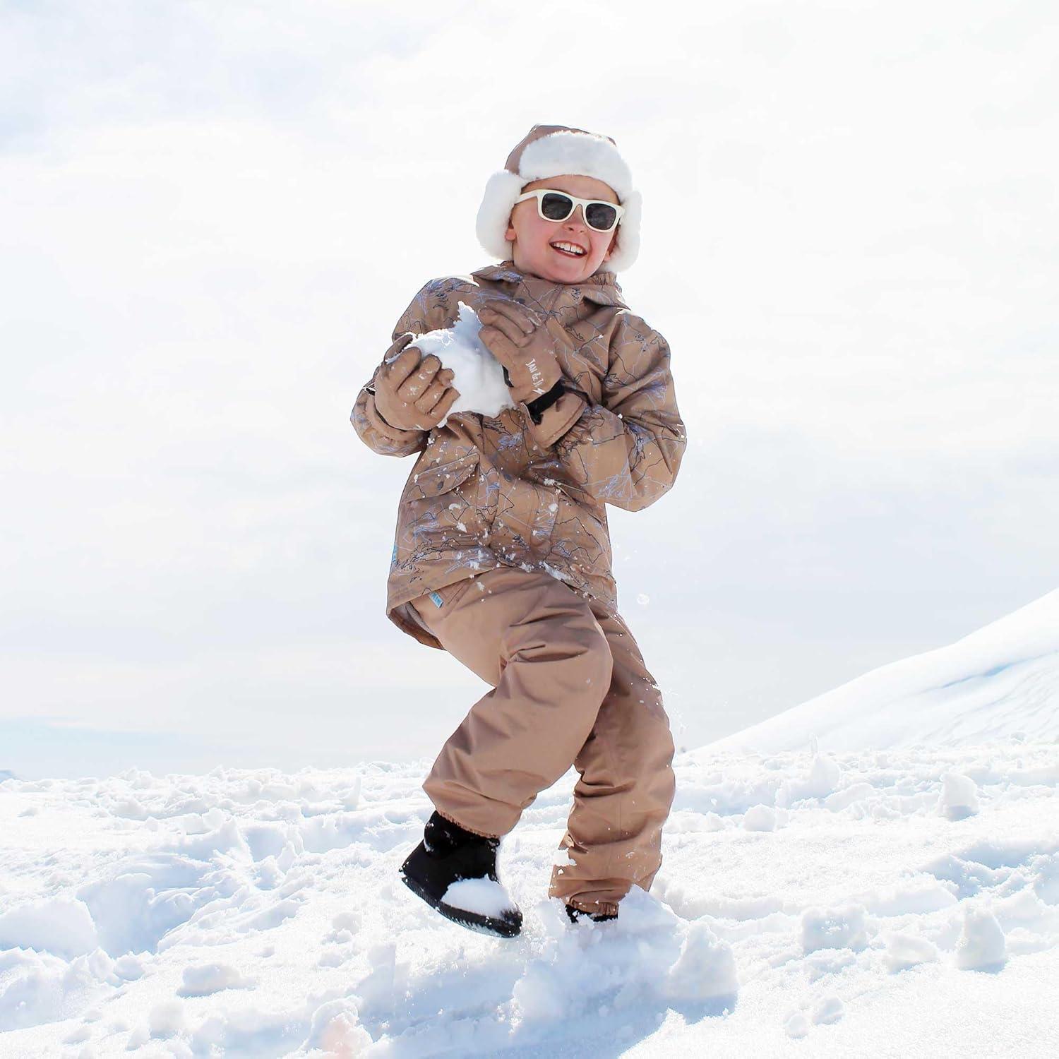 image:imageJAN amp JUL Waterproof Fleece Lined Snow and Rain Pants for Toddlers and KidsCozydry Soft Brown