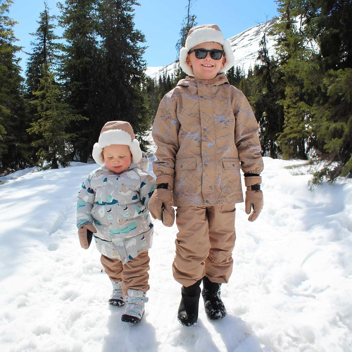 image:imageJAN amp JUL Waterproof Fleece Lined Snow and Rain Pants for Toddlers and KidsCozydry Soft Brown