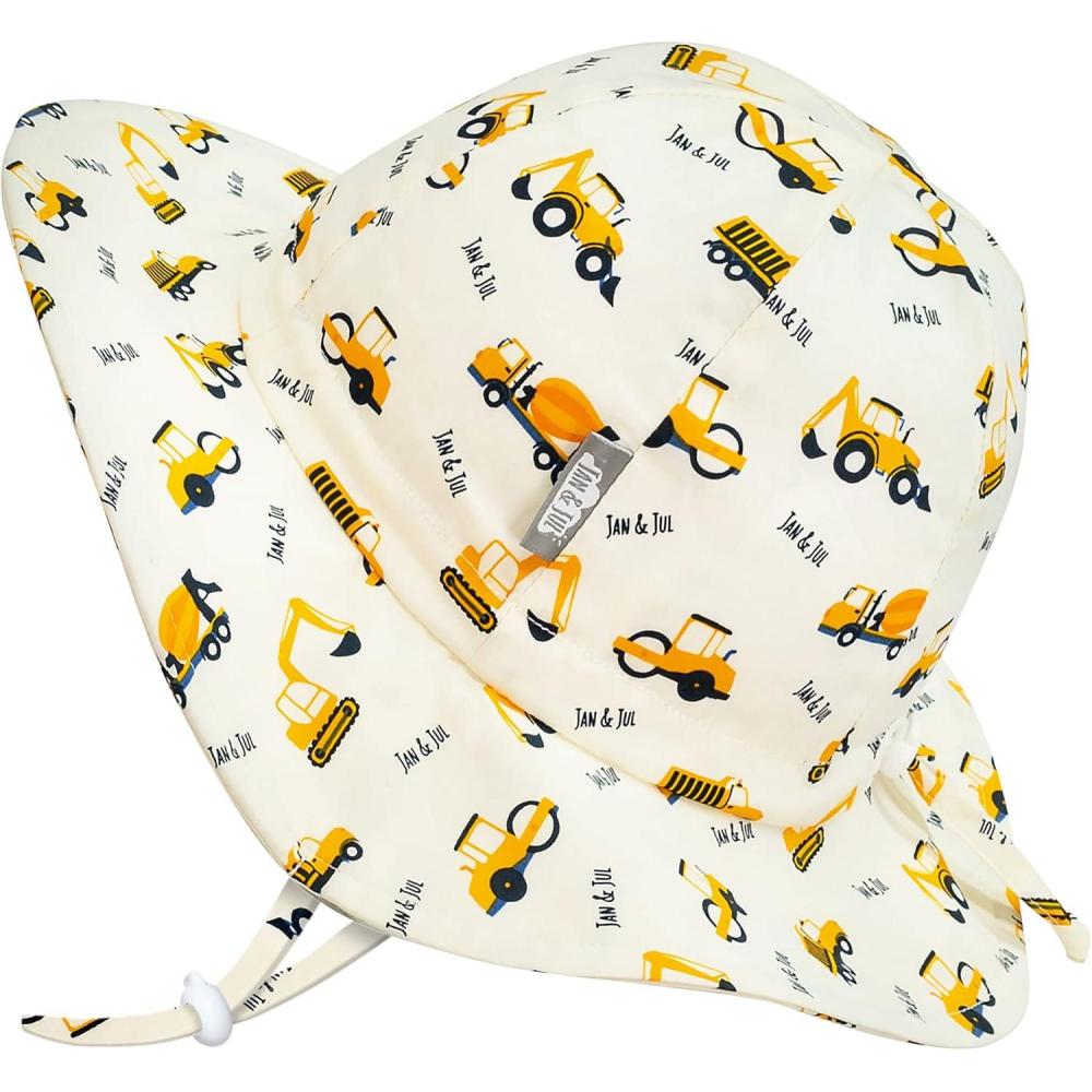 image:imageJAN amp JUL Adjustable Cotton Floppy Sun Hat with 50 UPF Protection for BoysLittle Diggers