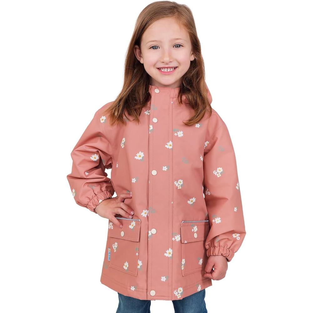image:imageJAN amp JUL Waterproof Fleece Lined Rain Jacket Raincoat for KidsFleecelined Apricot Flower