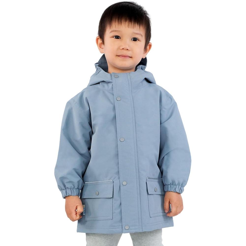 image:imageJAN amp JUL Waterproof Fleece Lined Rain Jacket Raincoat for KidsFleecelined Dusty Blue