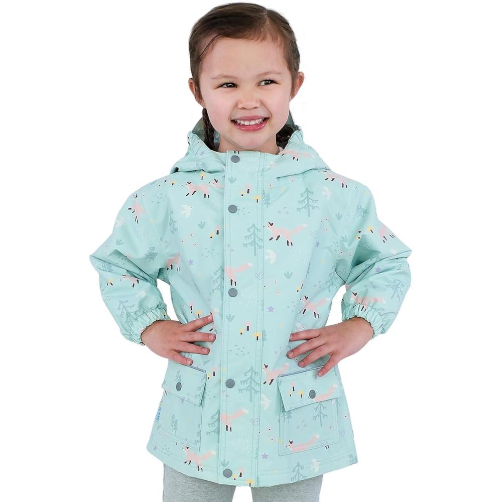 image:imageJAN amp JUL Waterproof Fleece Lined Rain Jacket Raincoat for KidsFleecelined Minty Forest