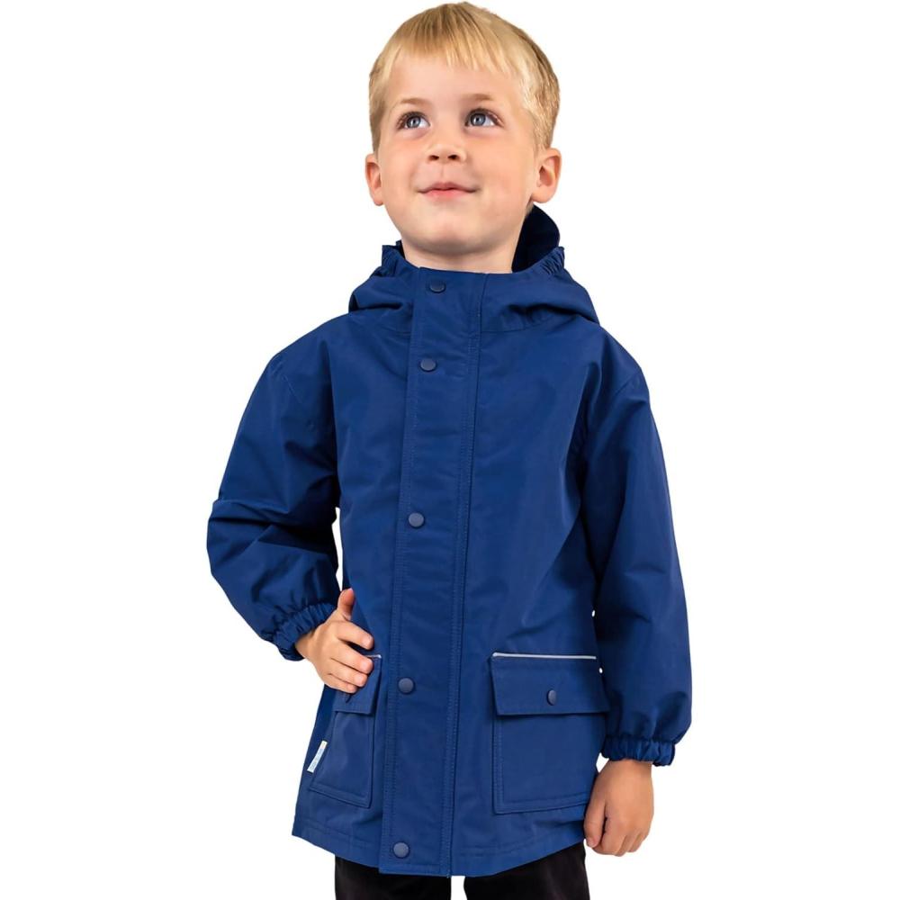 image:imageJAN amp JUL Waterproof Fleece Lined Rain Jacket Raincoat for KidsFleecelined Nebula Blue