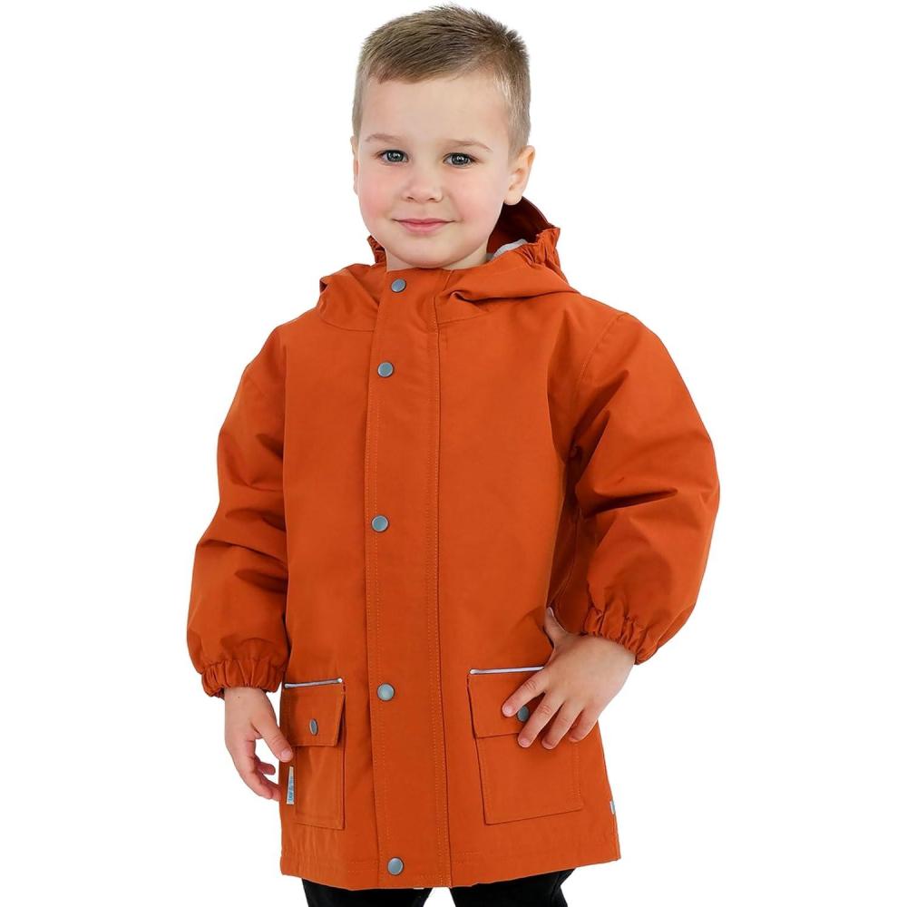 image:imageJAN amp JUL Waterproof Fleece Lined Rain Jacket Raincoat for KidsFleecelined Terracotta