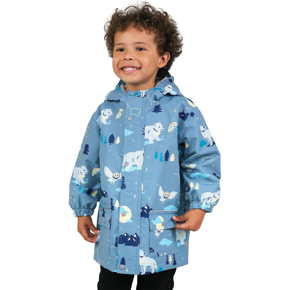 image:imageJAN amp JUL Waterproof Fleece Lined Rain Jacket Raincoat for KidsFleecelined Wolf and Bear